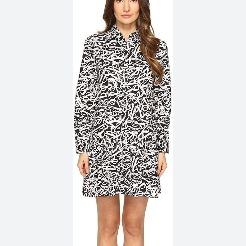 Kate Spade NY Glasses Print Drop Waist Sleep Dress Medium Mini Dress
